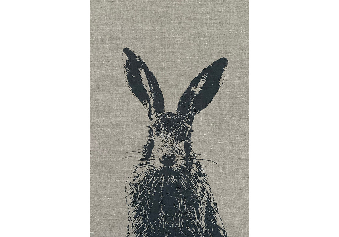 Geschirrtuch Mit Häschen-Motiv – „Hello Spring!“, Aus Baumwolle Und Leinen